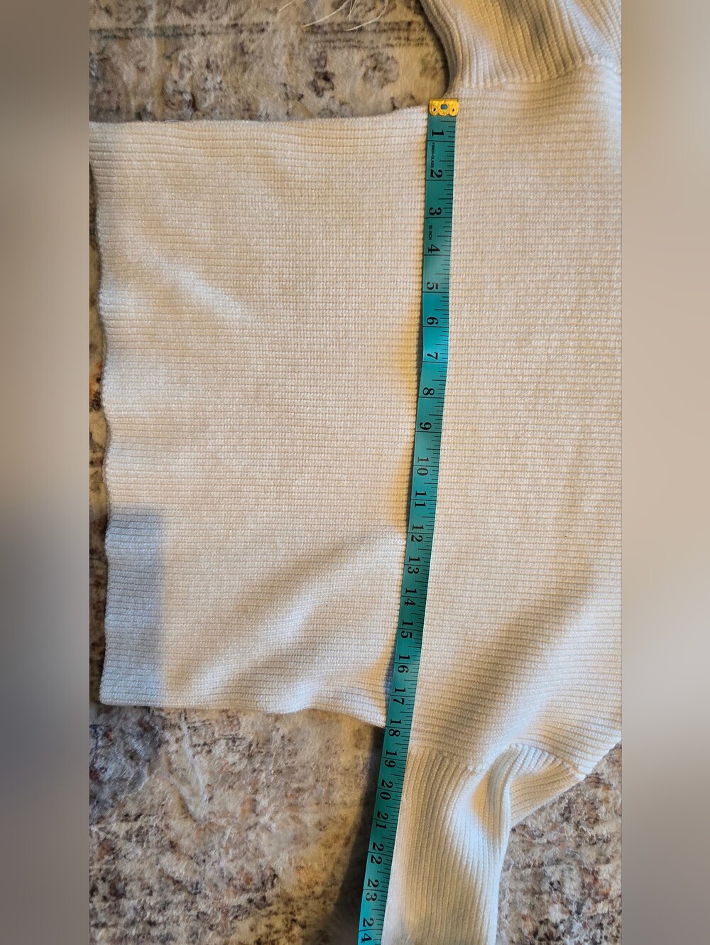 The Noli Shop Bella Feather Trim Sweater Pearl White Size Medium - Picture 9 of 10